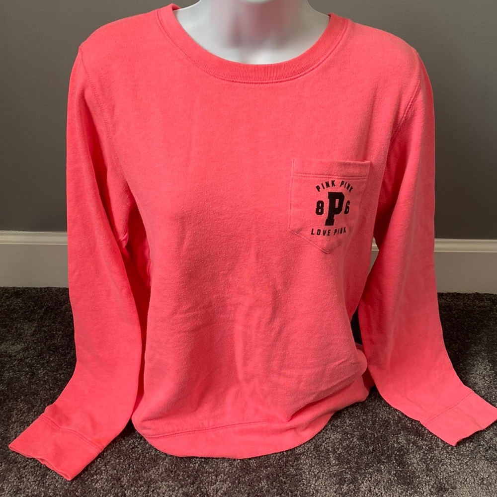 Xs hot pink sweater Love pink Victoria’s Secret crew neck